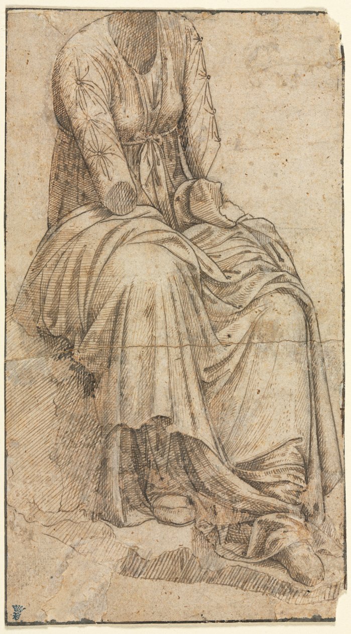 Kopie einer römischen Statue einer sitzenden Frau, zweite Hälfte des 15. Jahrhunderts von Domenico Ghirlandaio