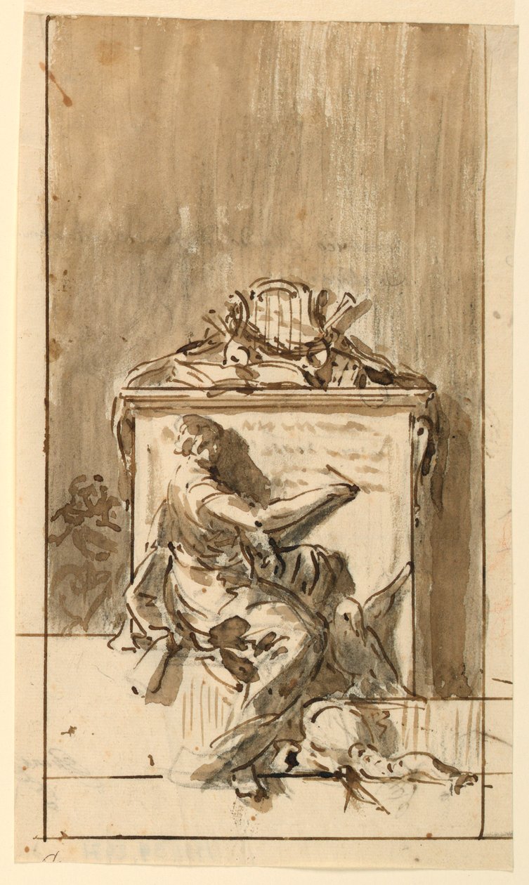 Skizze für ein Denkmal zur Befestigung an einer Wand, ca. 1800 von Domenico Mondo