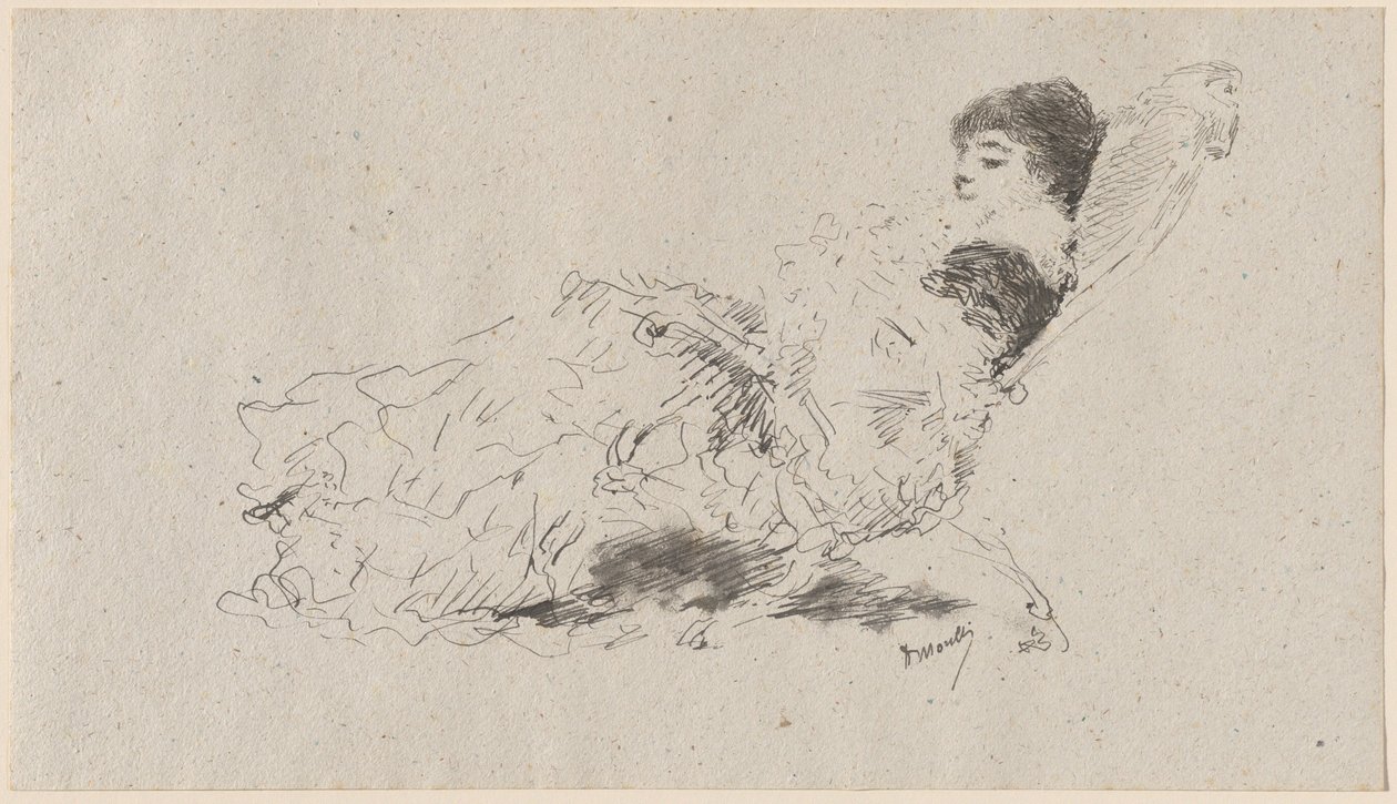 Die Tochter des Künstlers Eleonora auf einer Chaiselongue liegend von Domenico Morelli