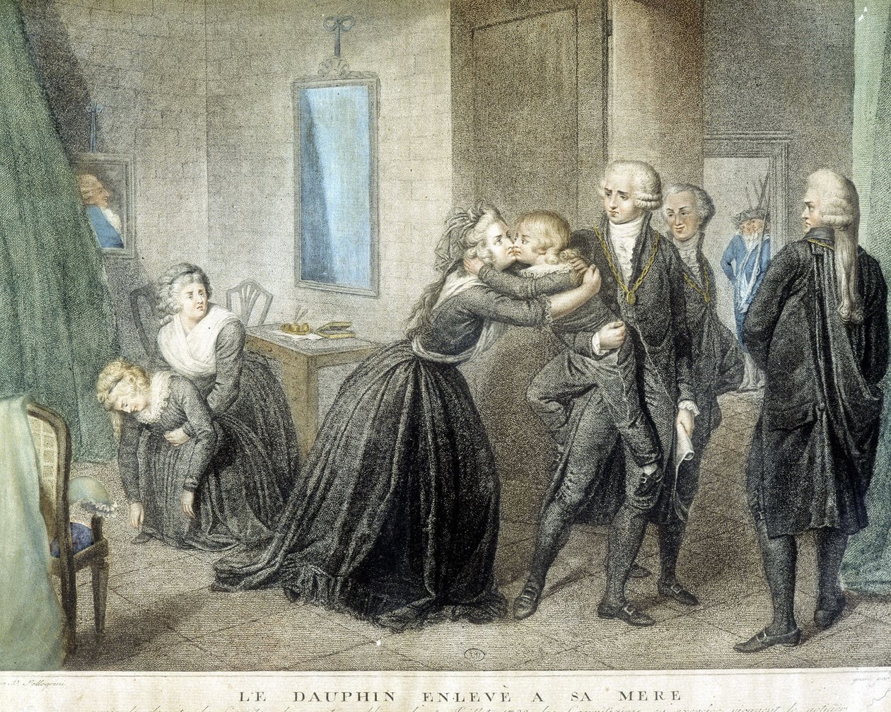 Der Louis-Delfin wird seiner Mutter Marie Antoinette (in ihrem Tempelgefängnis) entrissen, 1. Juli von Domenico Pellegrini