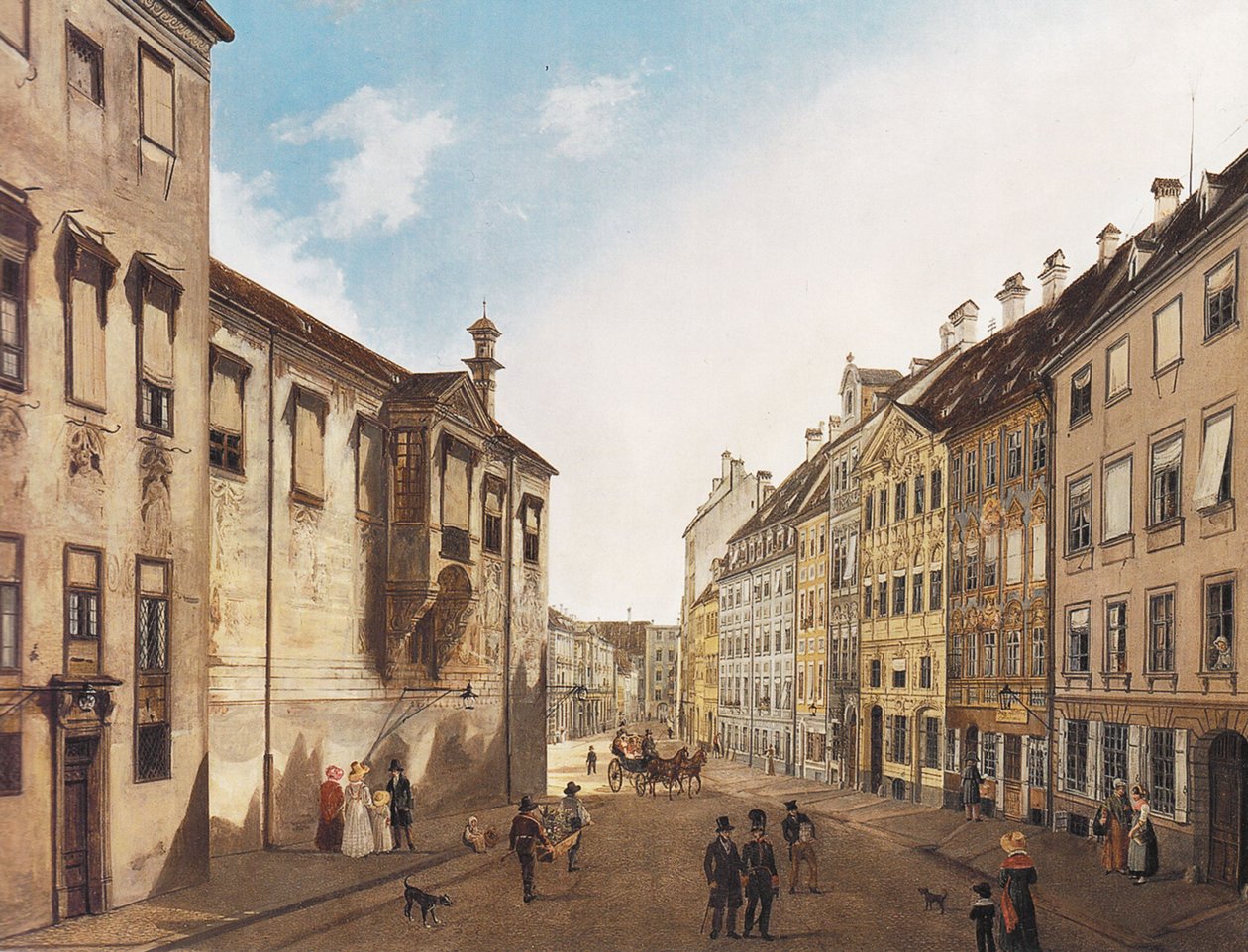 Die Residenzstraße gegen den Max-Joseph-Platz im Jahr 1826 von Domenico Quaglio the Younger