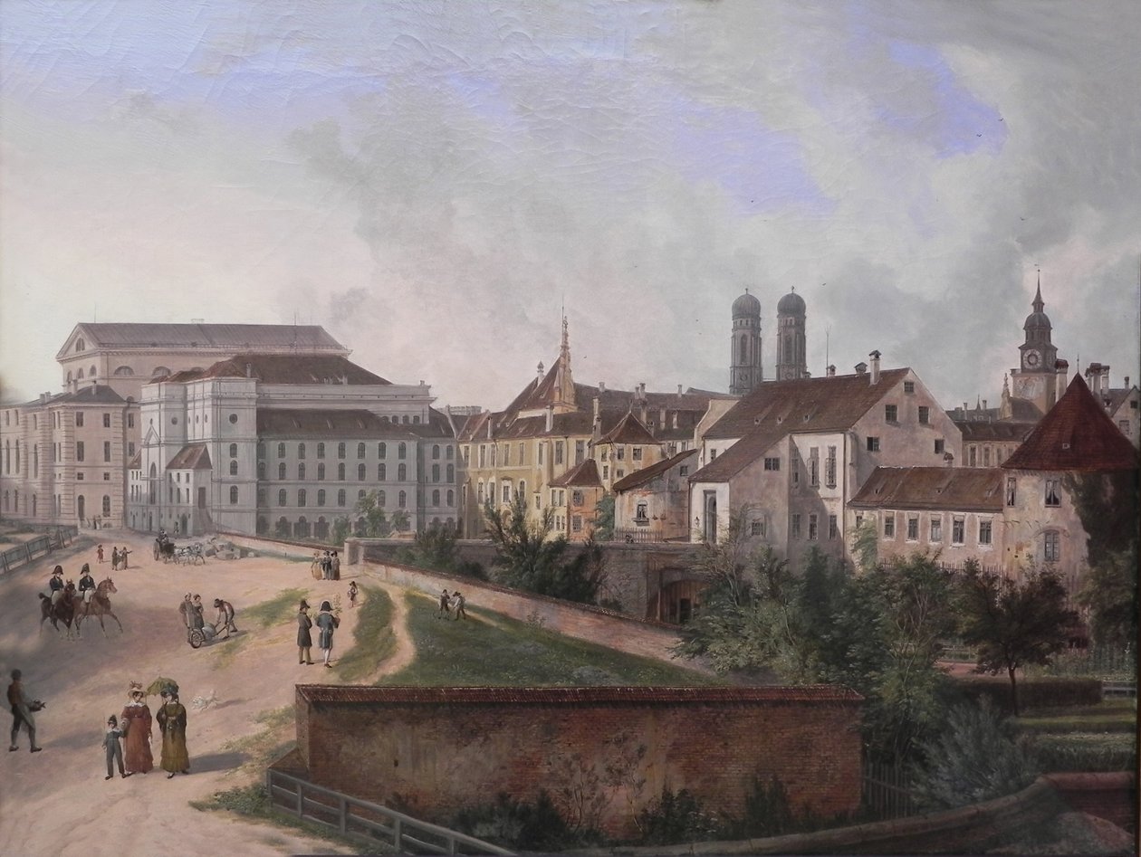 Die Königliche Residenz von Nordosten im Jahr 1827 von Domenico Quaglio the Younger