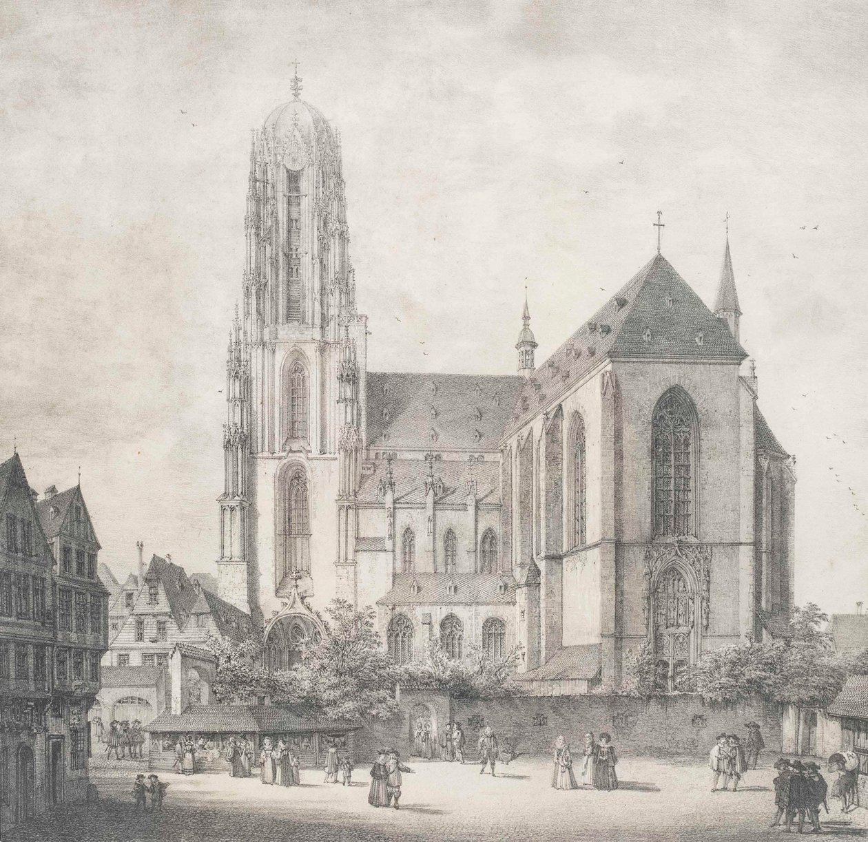 Lithografie - Frankfurt - Kaiserdom - Quaglio - 1819 von Domenico Quaglio the Younger