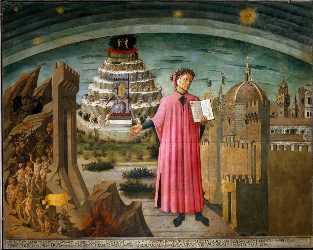 Porträt von Dante mit der Göttlichen Komödie von Domenico di Michelino