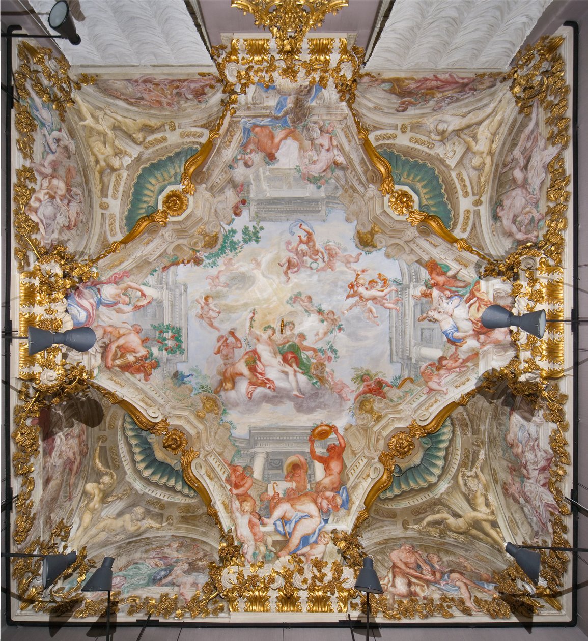Decke mit der Allegorie des Herbstes, Bacchus, Halle des Herbstes von Domenico the Elder Piola