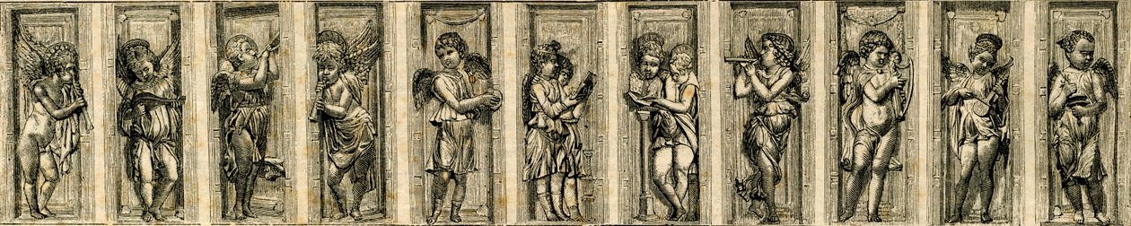 Putten, Bronzerefliefs von Donatello (1386-1466), Basilika des Heiligen Antonius von Padua, Padua, Venetien, Italien von Donatello