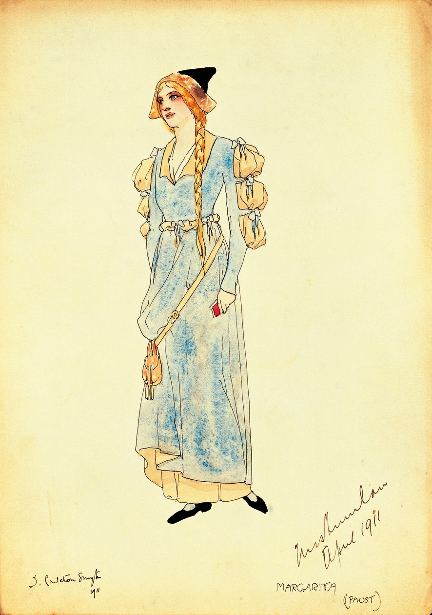 Kostümentwurf für Marguerite für die Aufführung Faust, von Carleton Smyth von Dorothy Carleton Smyth