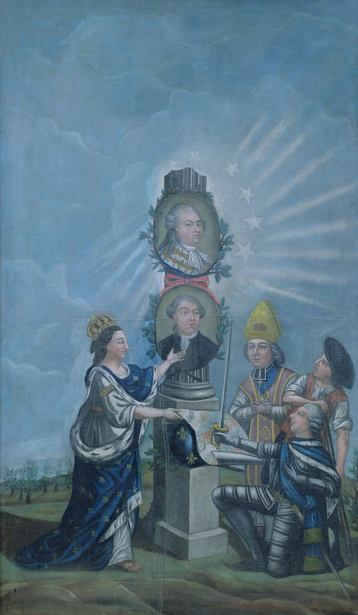 Frankreich empfängt die Wünsche der Nation von den drei Ständen und überreicht sie Ludwig XVI. (1754-93) und Jacques Necker (1732-1804), 1789 von Dubois