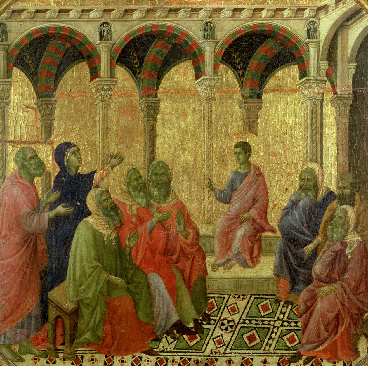 Maestà: Christus unter den Doktoren, 1308-11 von Duccio di Buoninsegna