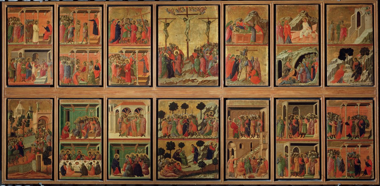 Leben Christi: Passion. Predella der Maestà (Tempera auf Holz) von Duccio di Buoninsegna