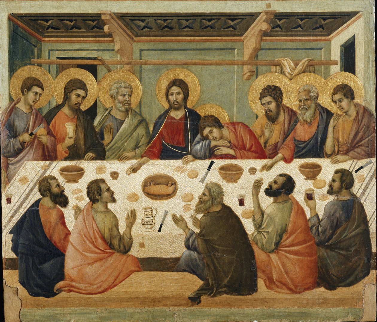 Das Abendmahl. Rückseite des Maesta-Altarbildes von Duccio di Buoninsegna