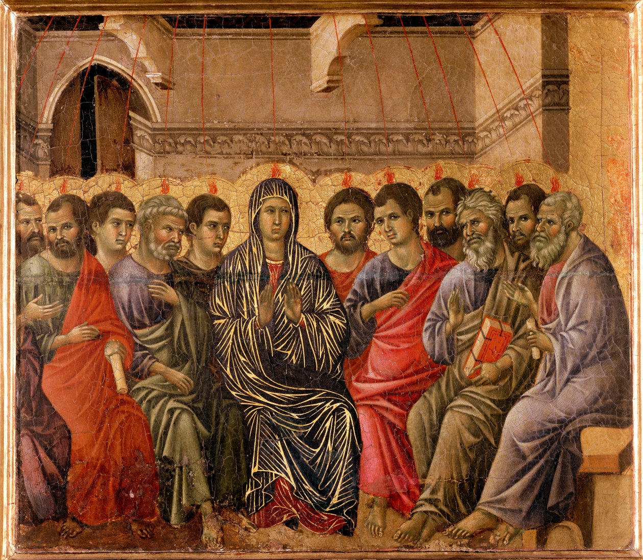 Pfingsten Rückseite des Maestà-Altarbildes von Duccio di Buoninsegna