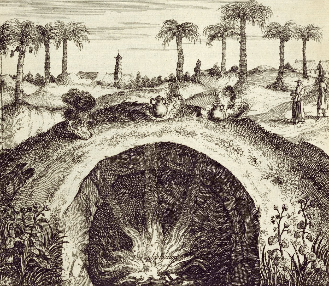 Ein riesiger unterirdischer Dampfofen, aus China Illustrata von Athanasius Kircher (1601-80), 1667 von Dutch School