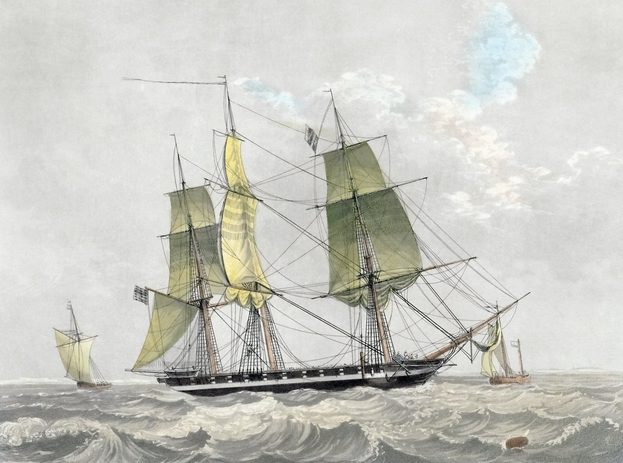 Amerikanische Marinekorvette unter Segeln, frühes 19. Jahrhundert von Dutch School