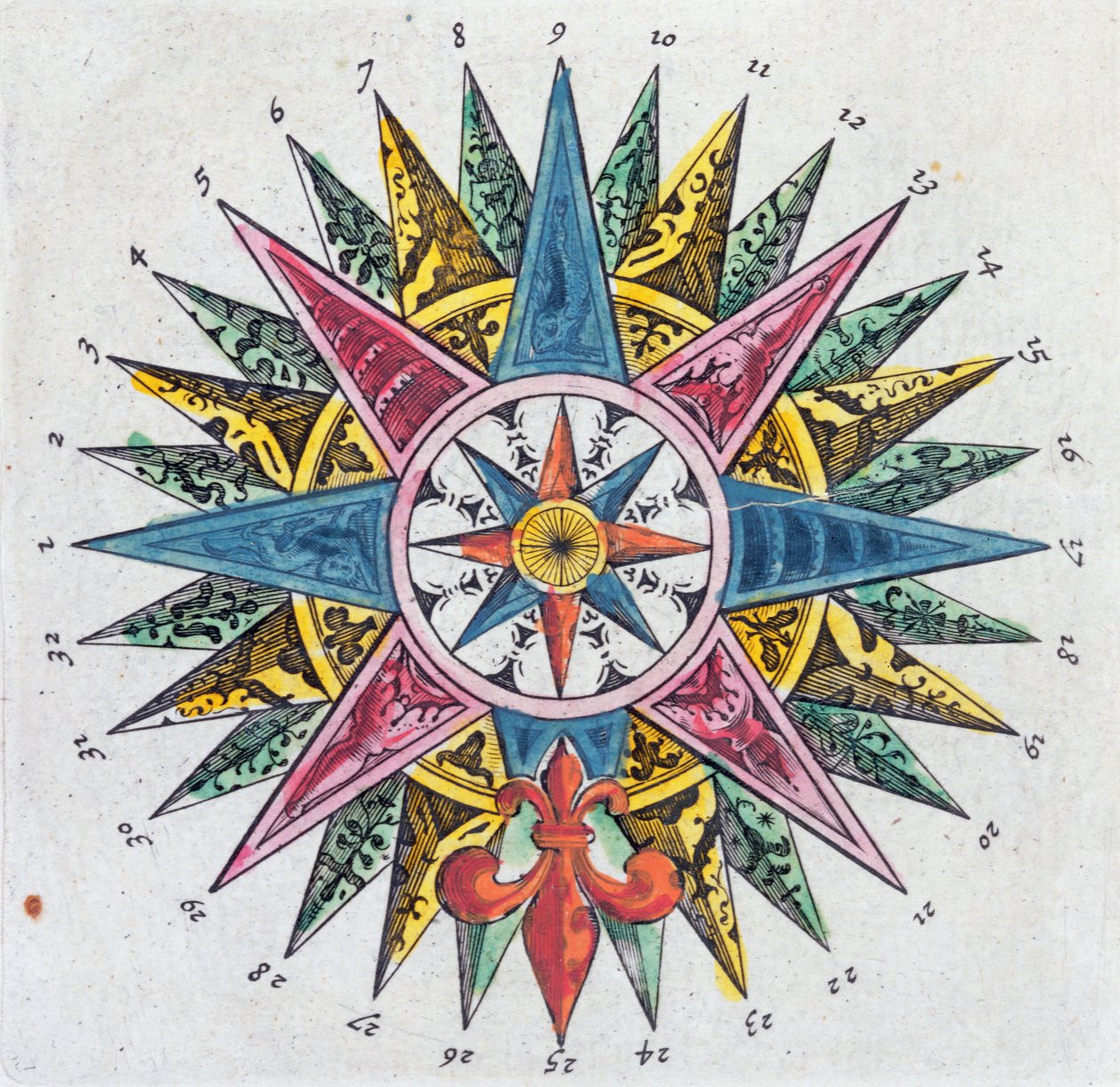 Windrose, aus einem Blaue Atlas, veröffentlicht in Amsterdam, 1697 von Dutch School