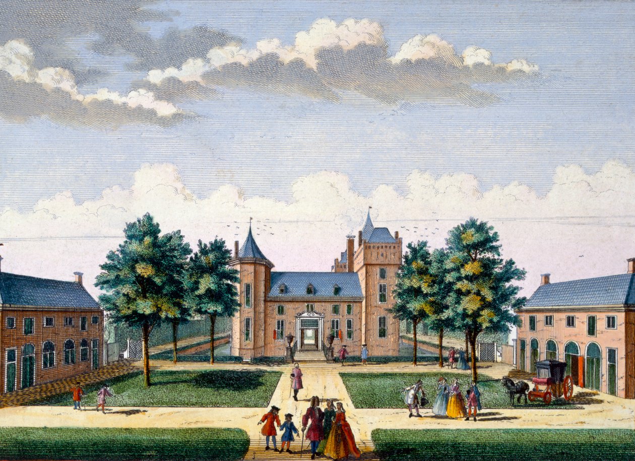 Fassade von Schloss Assumburg, aus Het Zeganpralent Kennemerlant von Hendrick de Leth und Matthias Brouerius Van Nidek, veröffentlicht um 1700-1730 von Dutch School