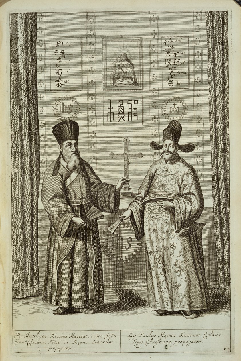 Matteo Ricci (1552-1610) und Paulus Li, aus China Illustrata von Athanasius Kircher (1601-80), 1667 von Dutch School