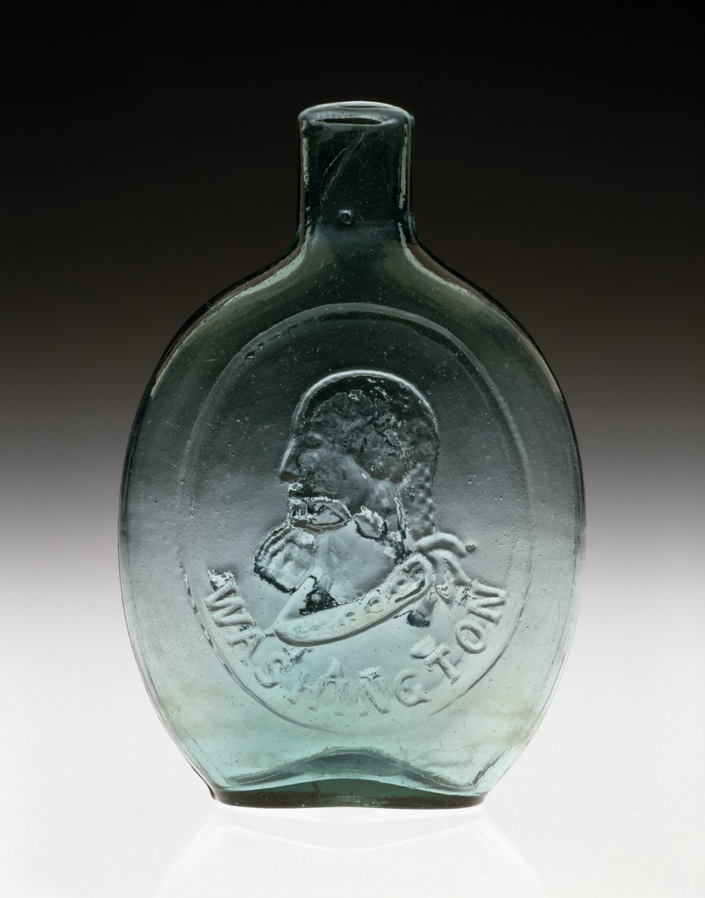 Figurierte Flasche, ca. 1847 (bleifreies Glas) von Dyottville Glass Works
