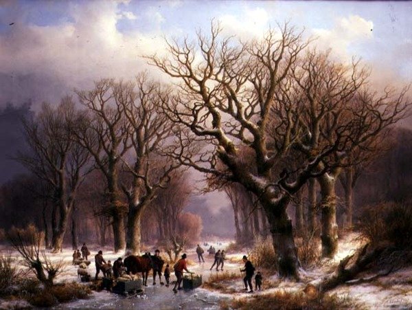 Eine Winterlandschaft von E.J. and Klombeck J.B. Verboeckhoven