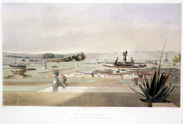 Der Parterre, Castle Howard, veröffentlicht von Thomas McLean von E. Adveno Brooke