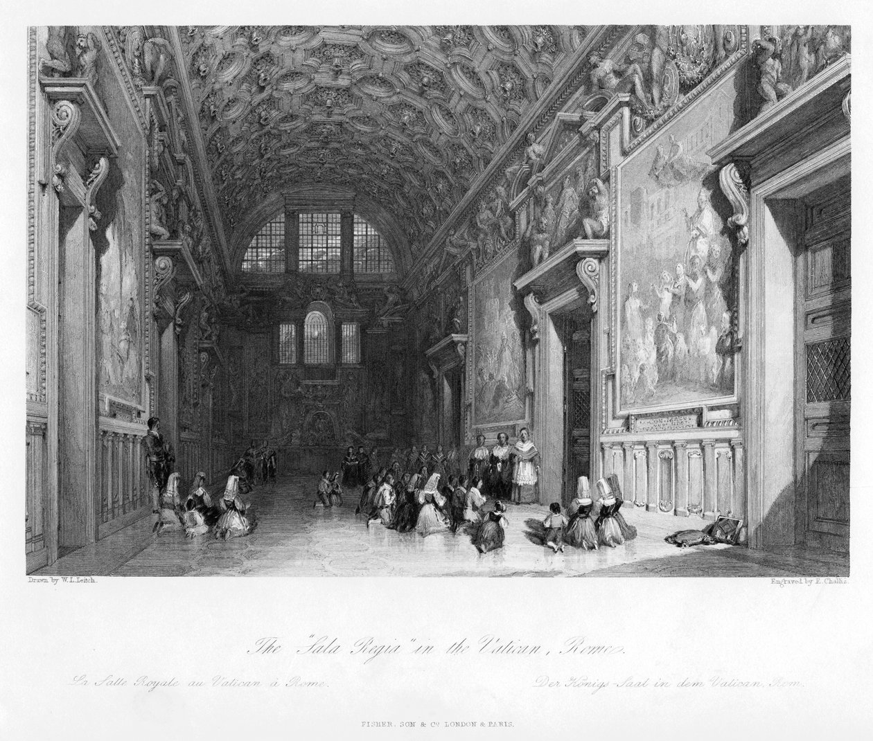 Die Sala Regia im Vatikan, Rom, 19. Jahrhundert von E. Challis