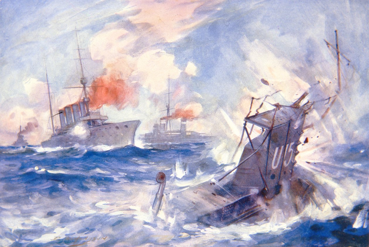 Das Versenken des deutschen U-Boots U15 durch die HMS Birmingham von E. S. (after) Hodgson