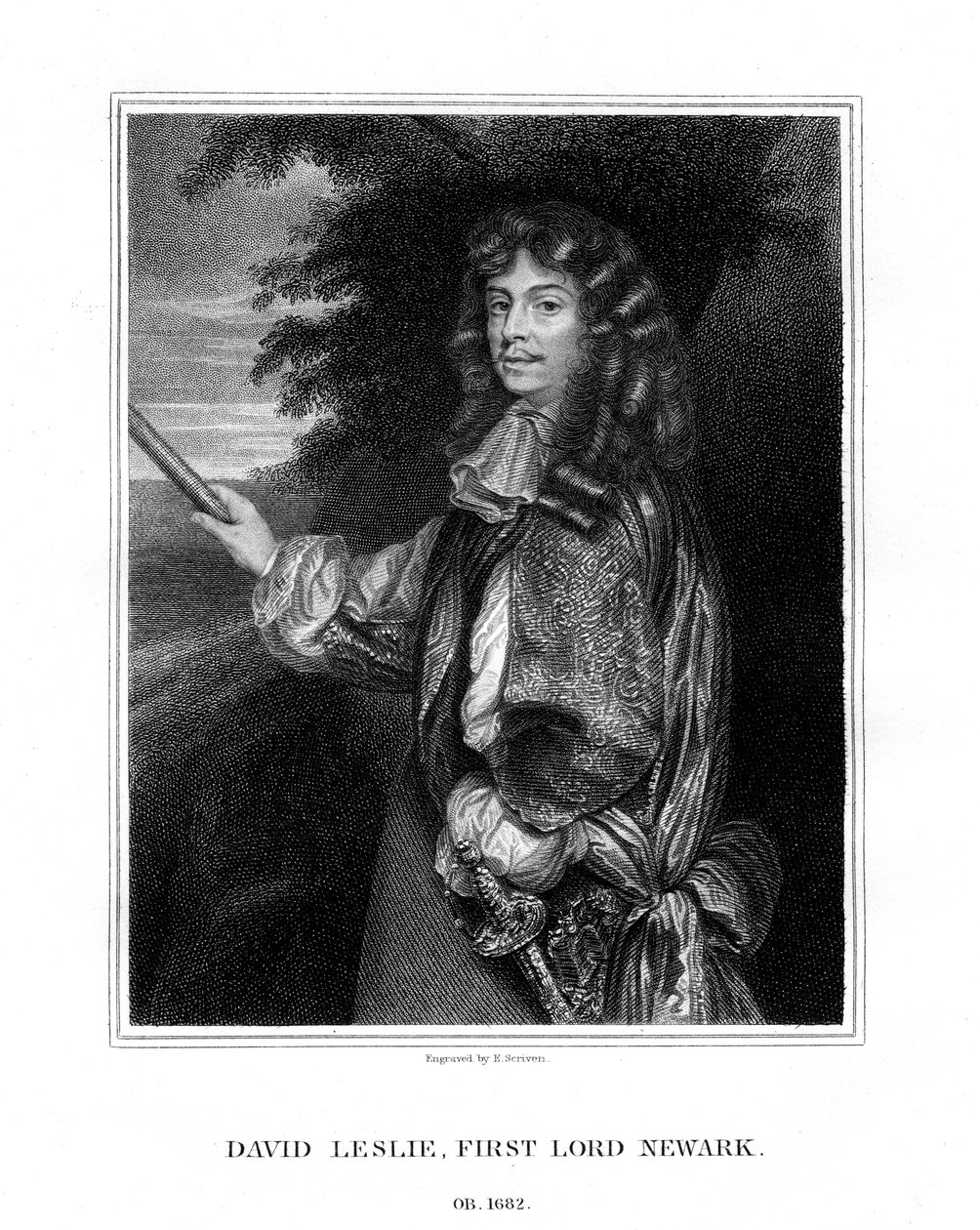 David Leslie, Lord Newark, schottischer Kavallerieoffizier, 1827 von E. Scriven