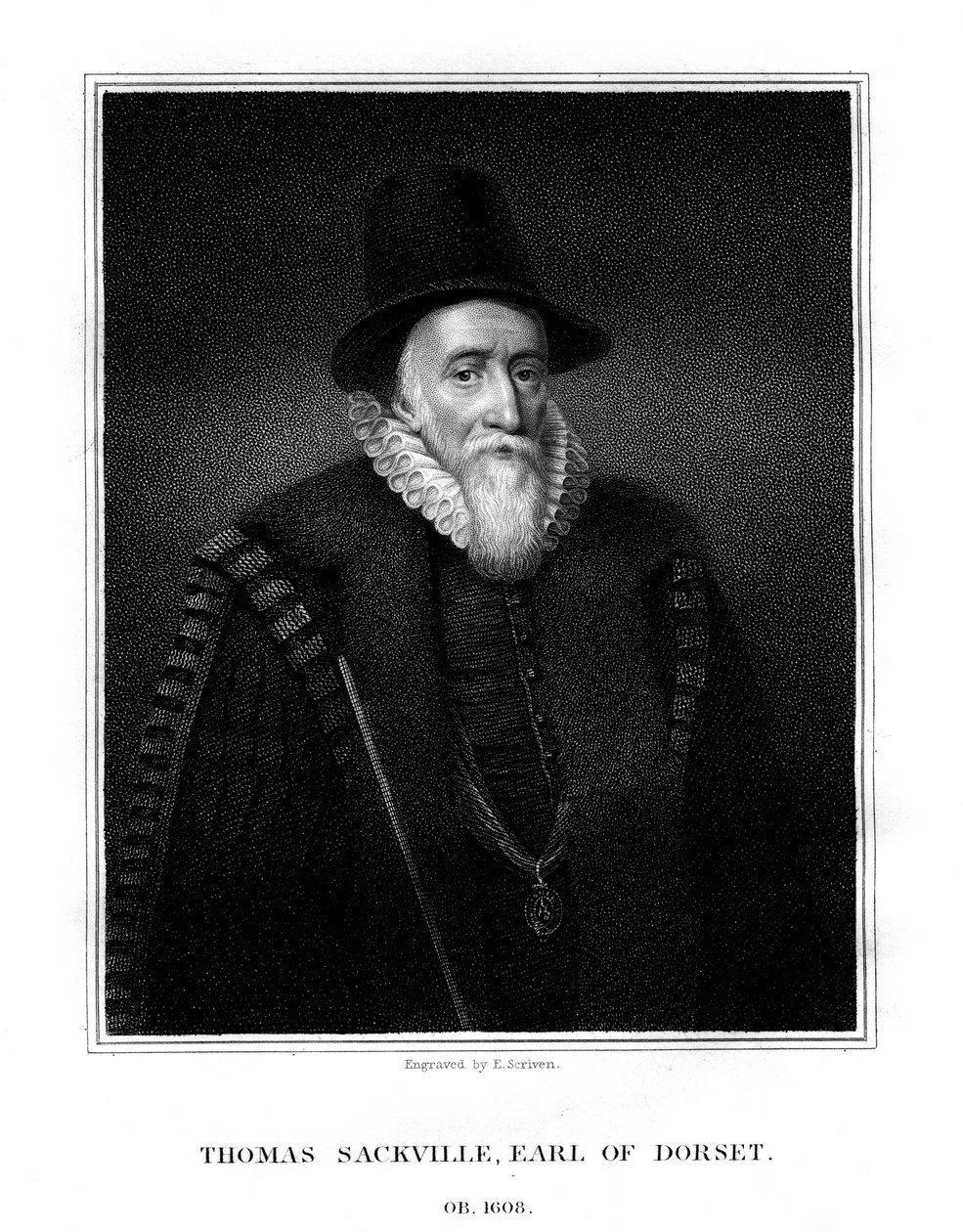 Thomas Sackville, 1. Earl of Dorset, englischer Staatsmann und Dichter, 1824 von E. Scriven