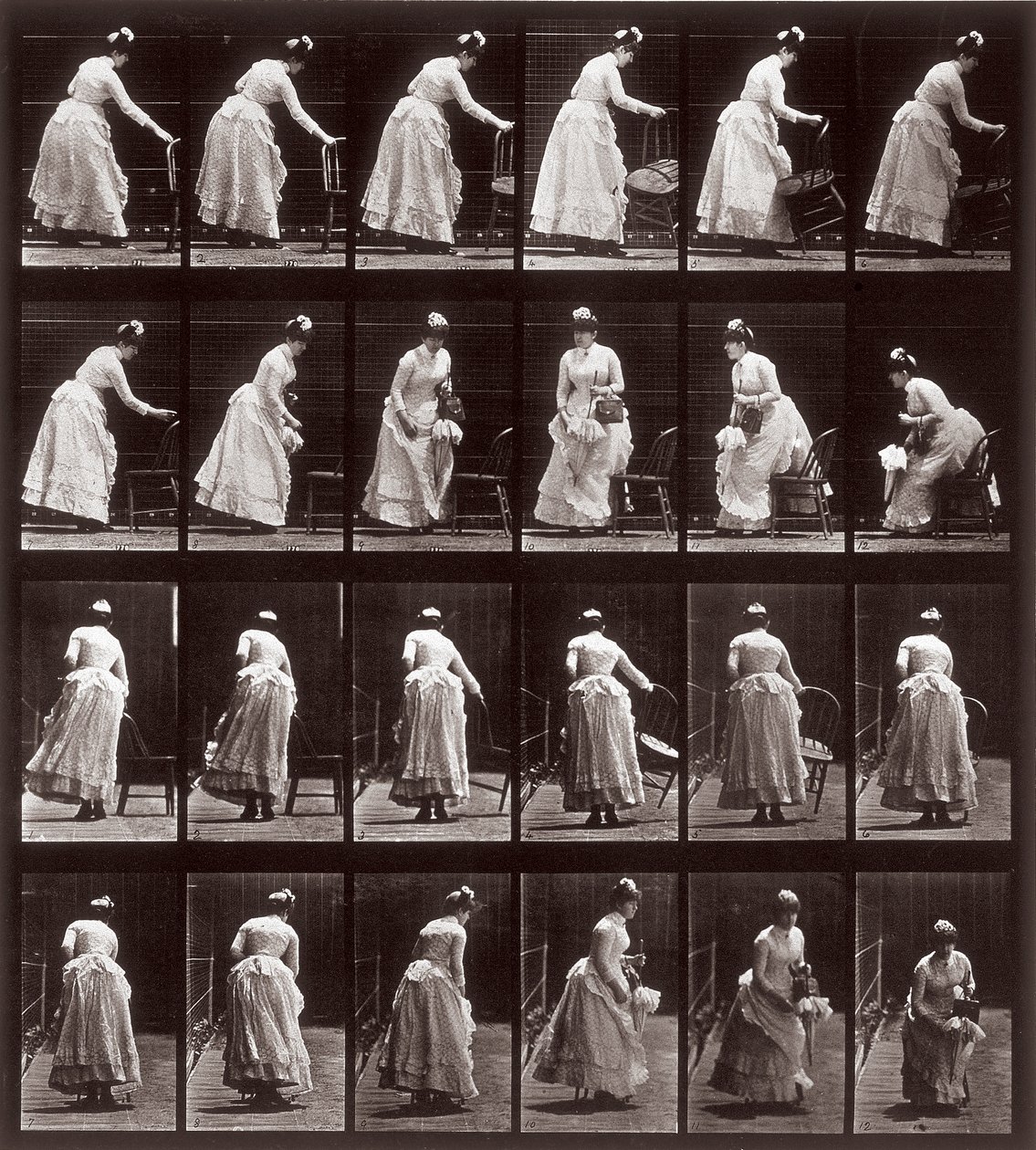 Tierlokomotion, Platte 265: Sequenz mit einer sitzenden Frau, 1887 von Eadweard Muybridge