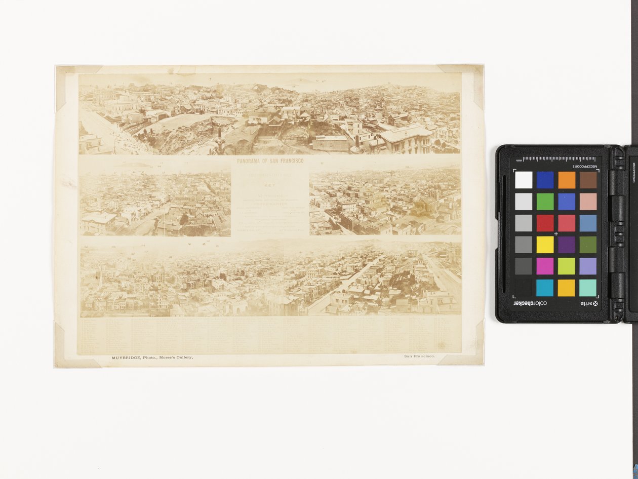 Schlüssel zum Panorama von San Francisco, vom California Street Hill von Eadweard Muybridge