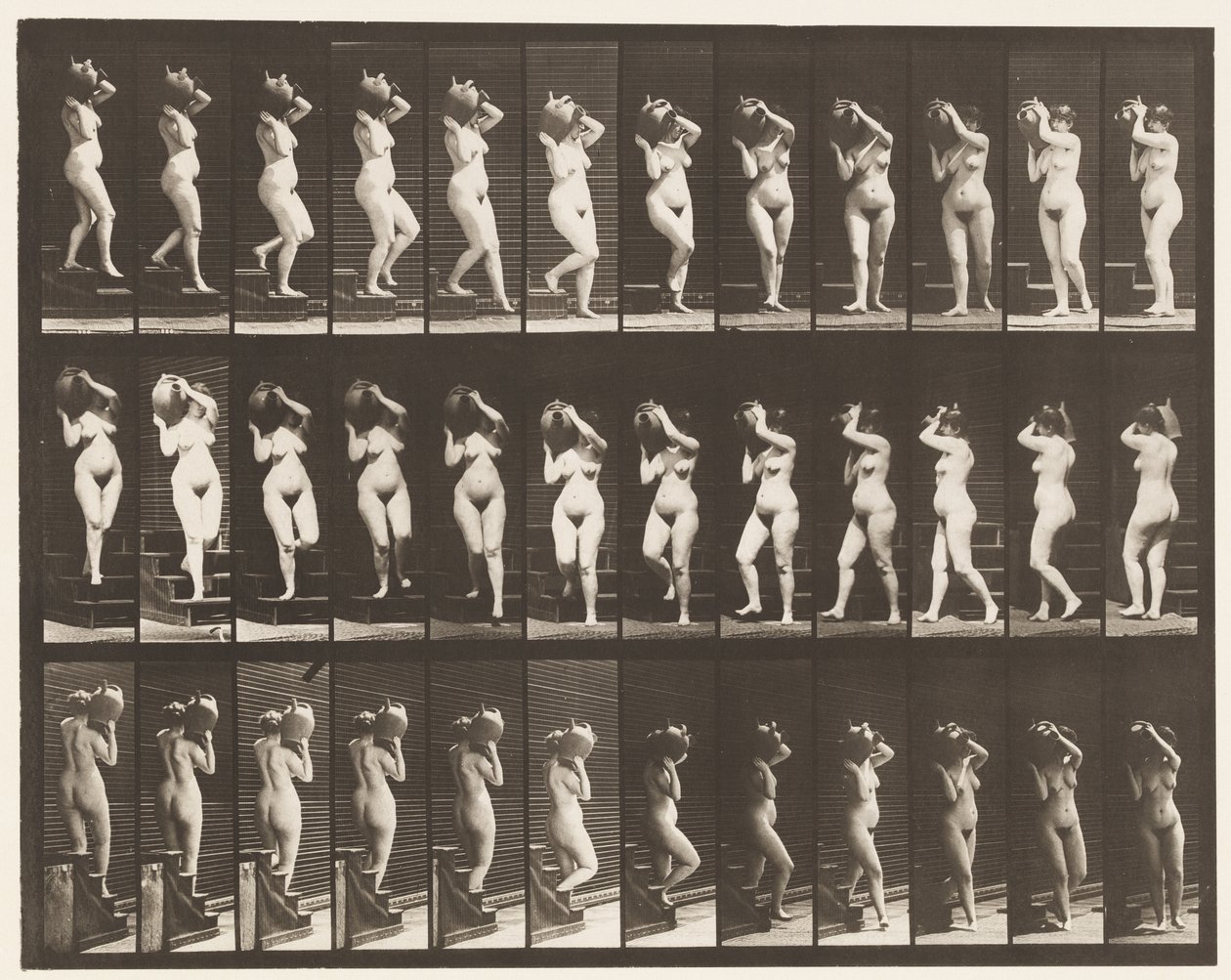 Tafel 147. Treppenabstieg; Wasserkrug auf der rechten Schulter drehen von Eadweard Muybridge