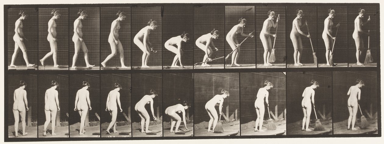 Tafel 219. Bücken und Besen heben und kehren von Eadweard Muybridge