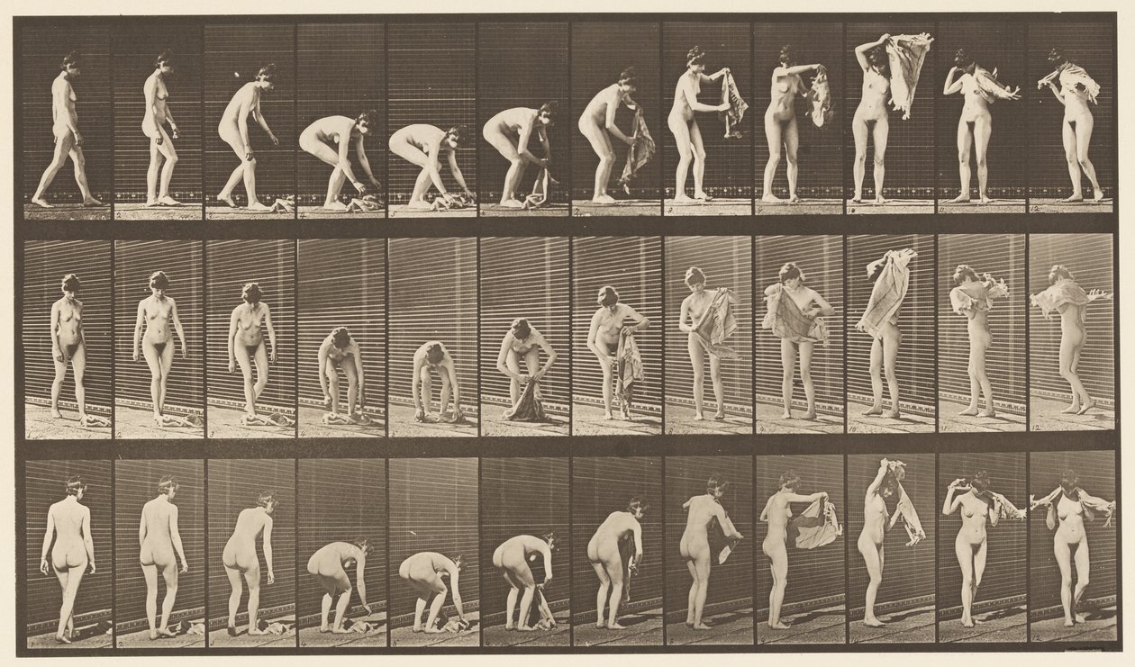 Tuch vom Boden heben von Eadweard Muybridge