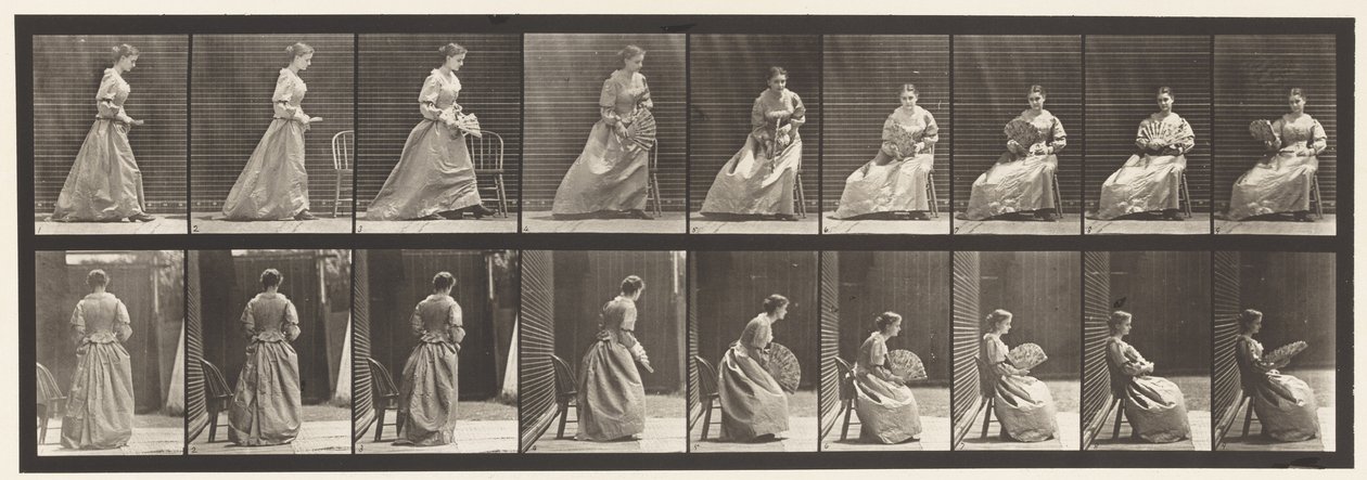 Tafel 240. Sitzen und mit einem Fächer Flirten von Eadweard Muybridge