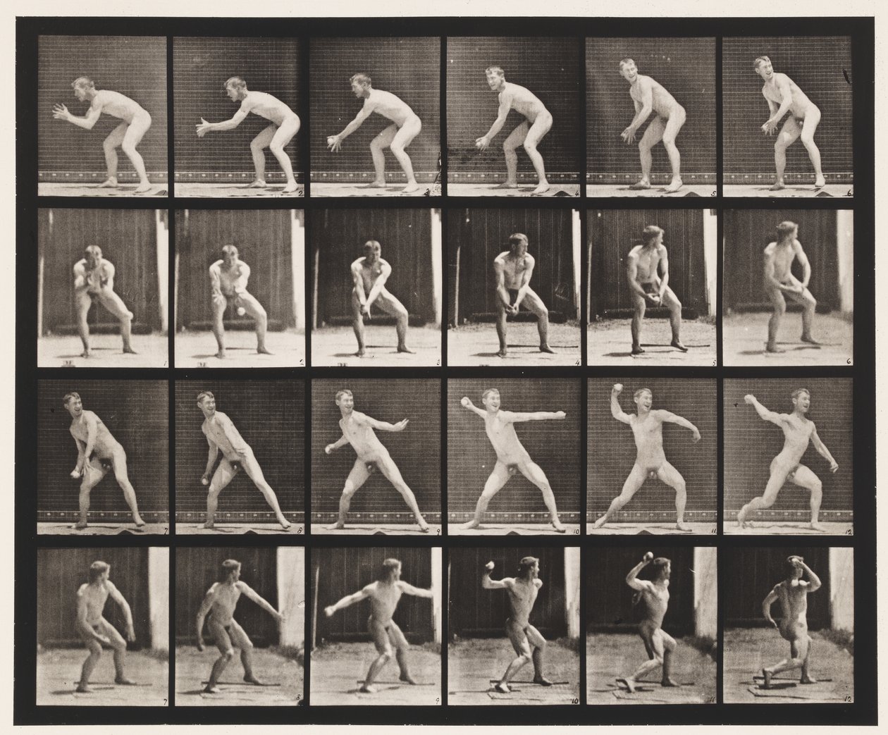 Tafel 283. Baseball; Fangen und Werfen, 1885 von Eadweard Muybridge