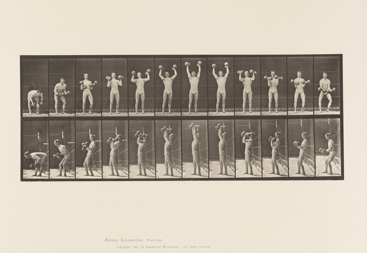 Tafel 322. Mann, der Hanteln hebt von Eadweard Muybridge