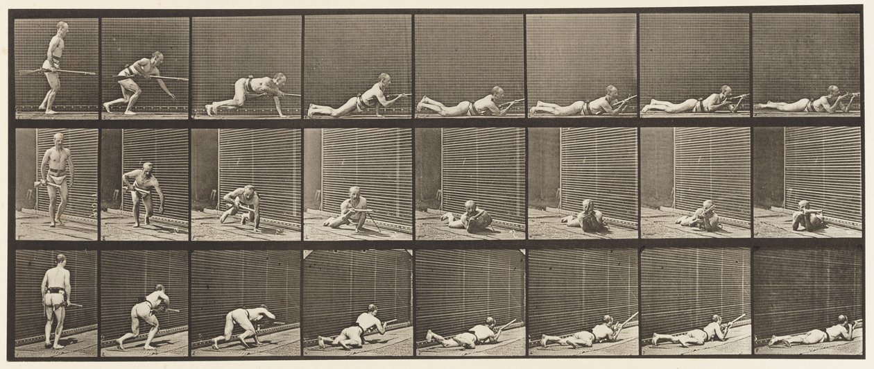 Tafel 357. Liegend und schießend von Eadweard Muybridge