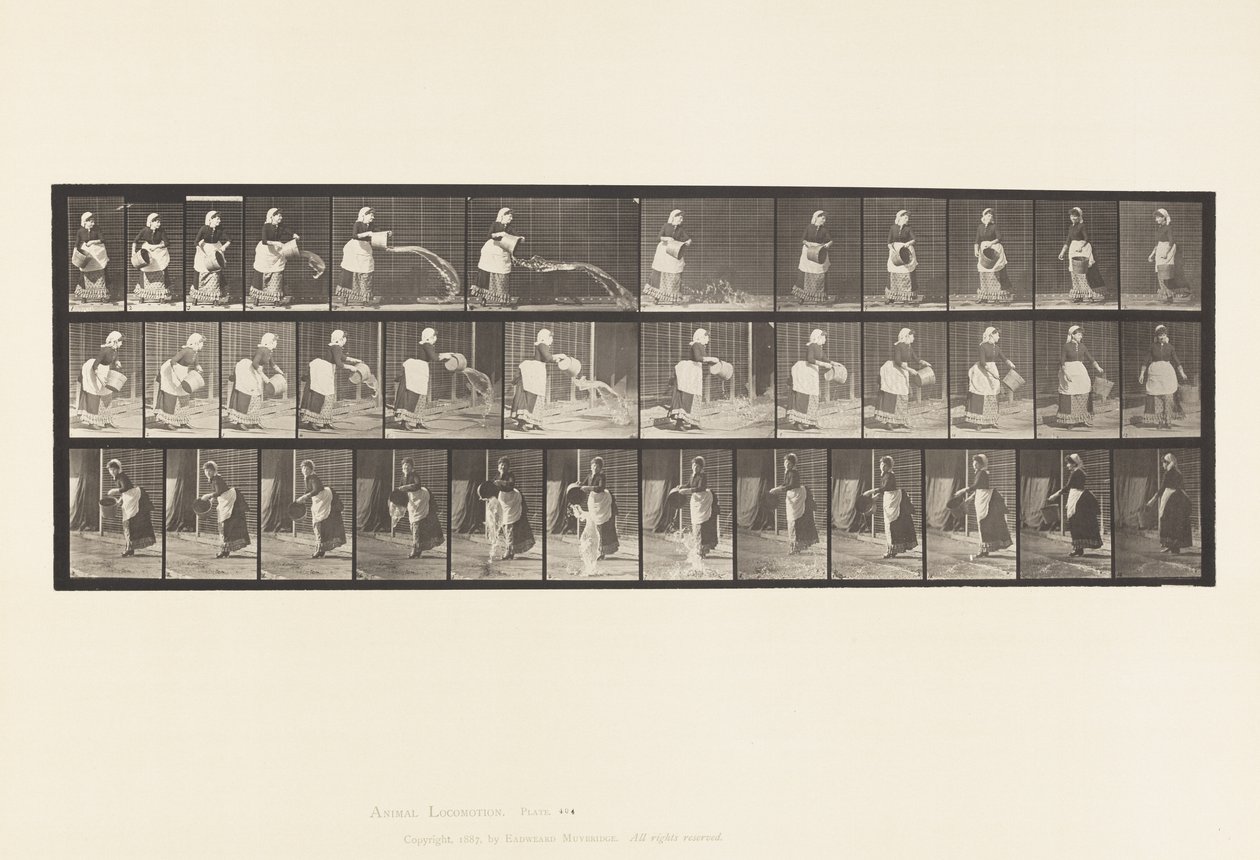 Tafel 404. Ausleeren eines Wassereimers, 1885 von Eadweard Muybridge
