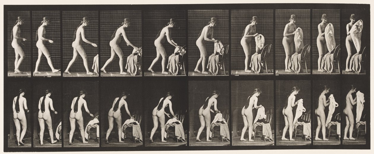 Tafel 415. Toilette, sich anziehen vorbereiten von Eadweard Muybridge