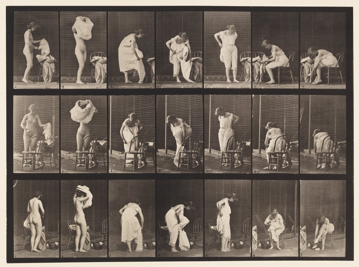 Verschiedene Phasen der Toilette von Eadweard Muybridge