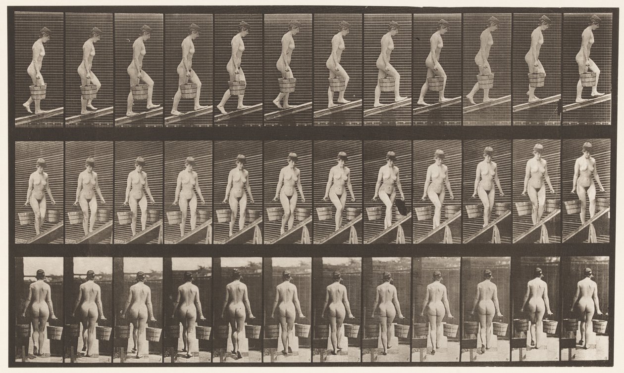 Tafel 82. Steigung hinaufsteigen, Eimer Wasser in jeder Hand von Eadweard Muybridge