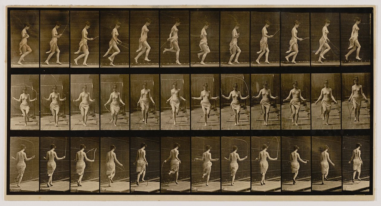 Frau mit Springseil, aus dem Buch Animal Locomotion von Eadweard Muybridge