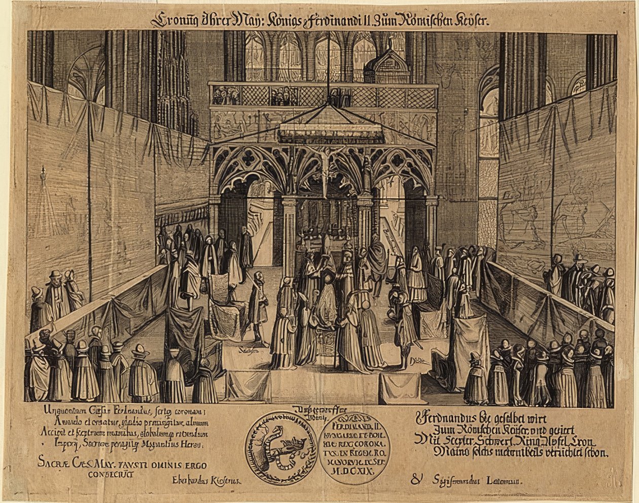 Die Krönung König Ferdinand II. zum Römischen Kaiser von Eberhard Kieser
