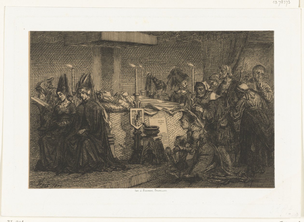 Maria von Burgund auf ihrem Prunkbett von Edgar Alfred Baes