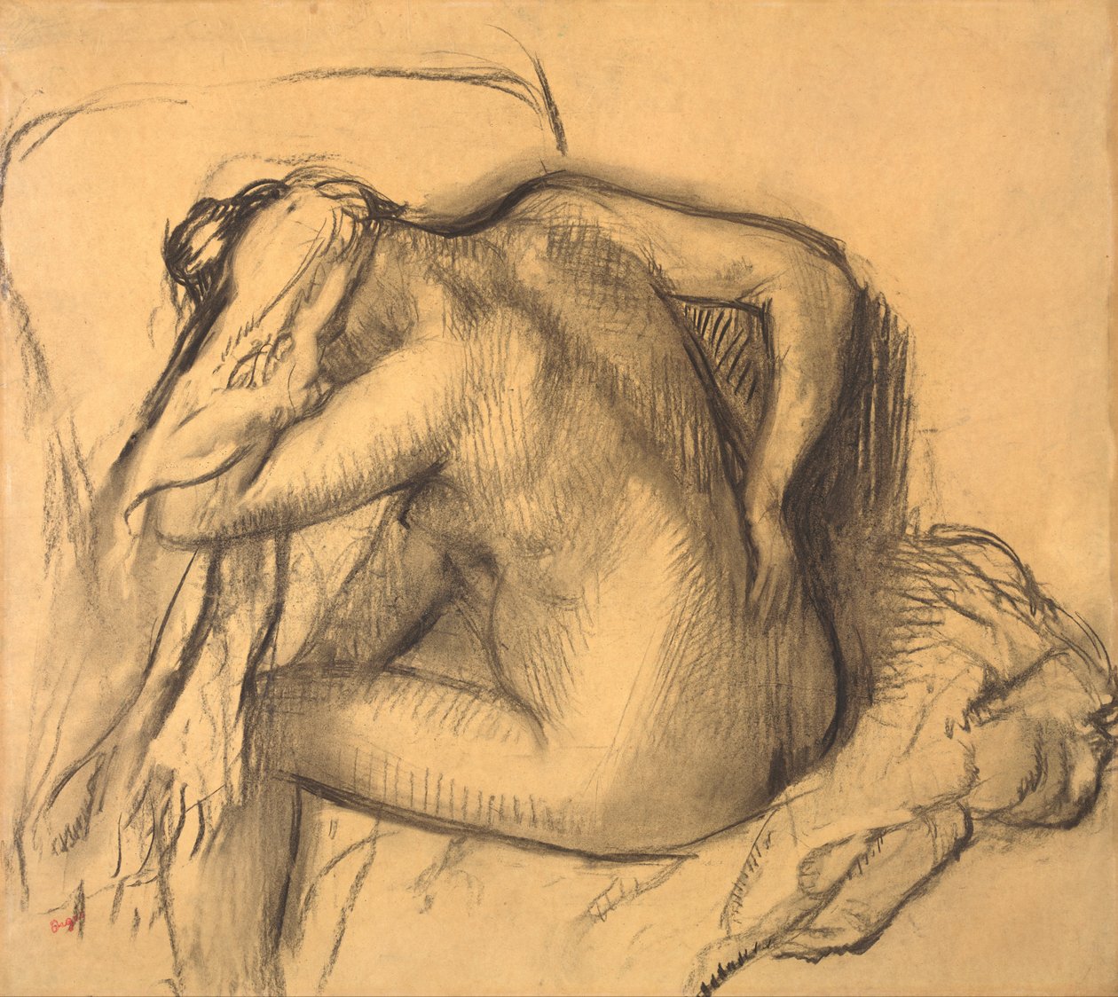 Nach dem Bad, Frau beim Trocknen ihrer Haare von Edgar Degas