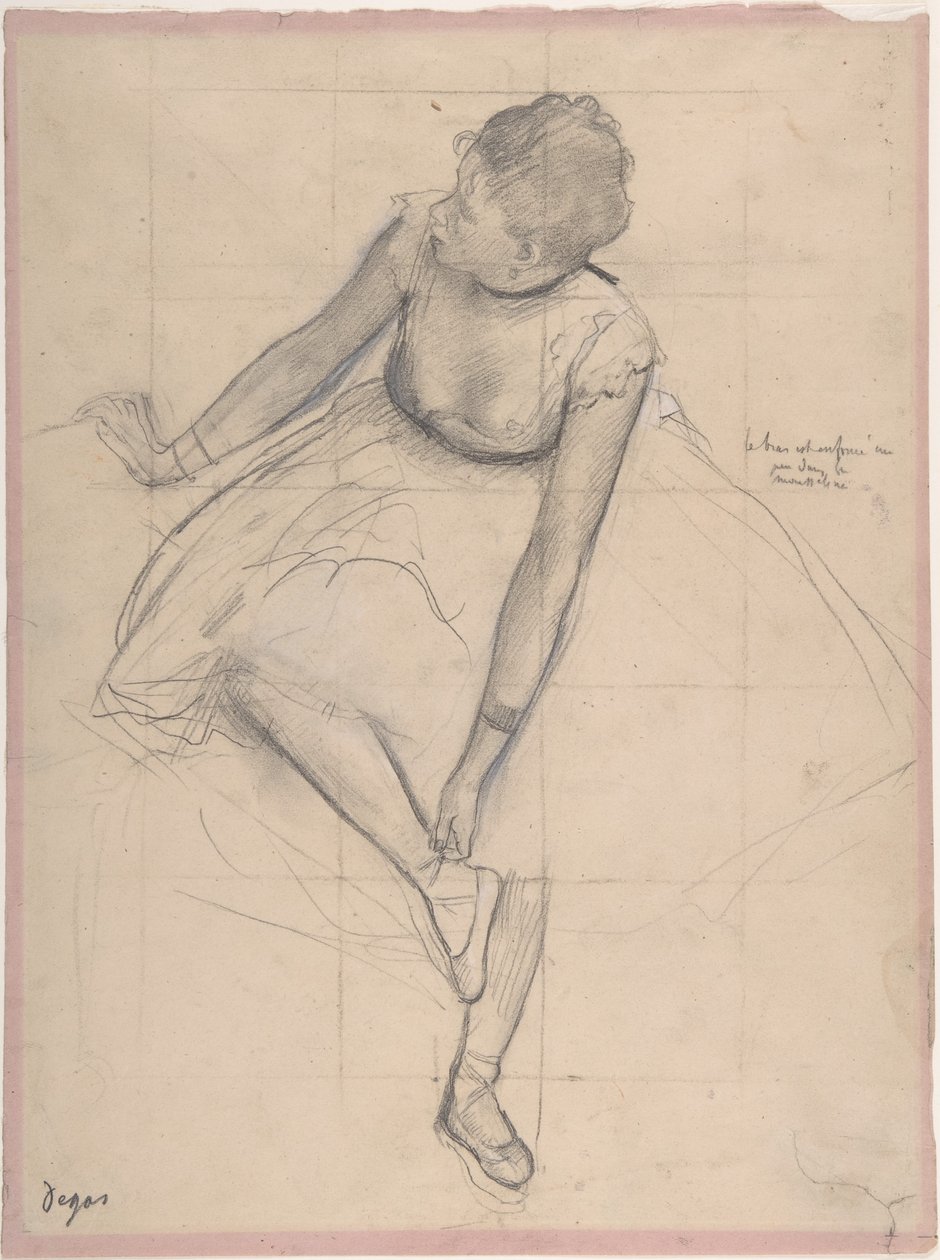 Tänzerin, die ihren Schuh richtet von Edgar Degas