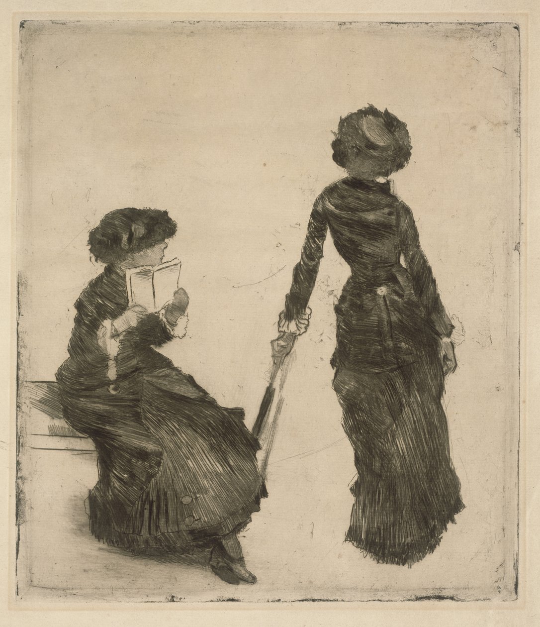 Die Malerin Mary Cassatt im Louvre (Antikensammlung) von Edgar Degas