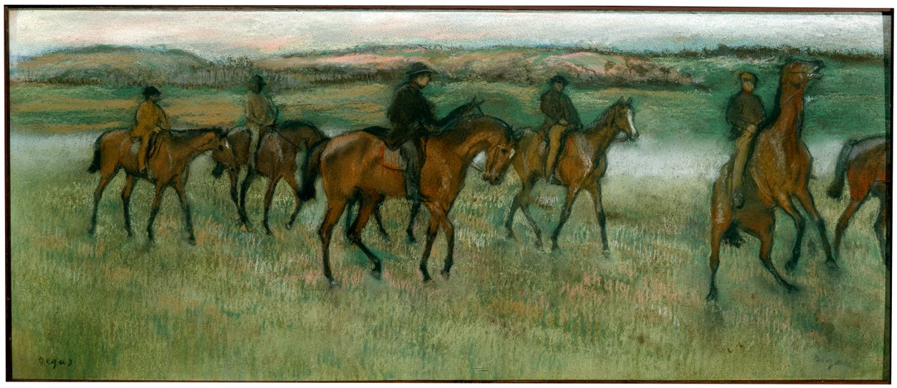 Rennpferde beim Training, um 1880 von Edgar Degas