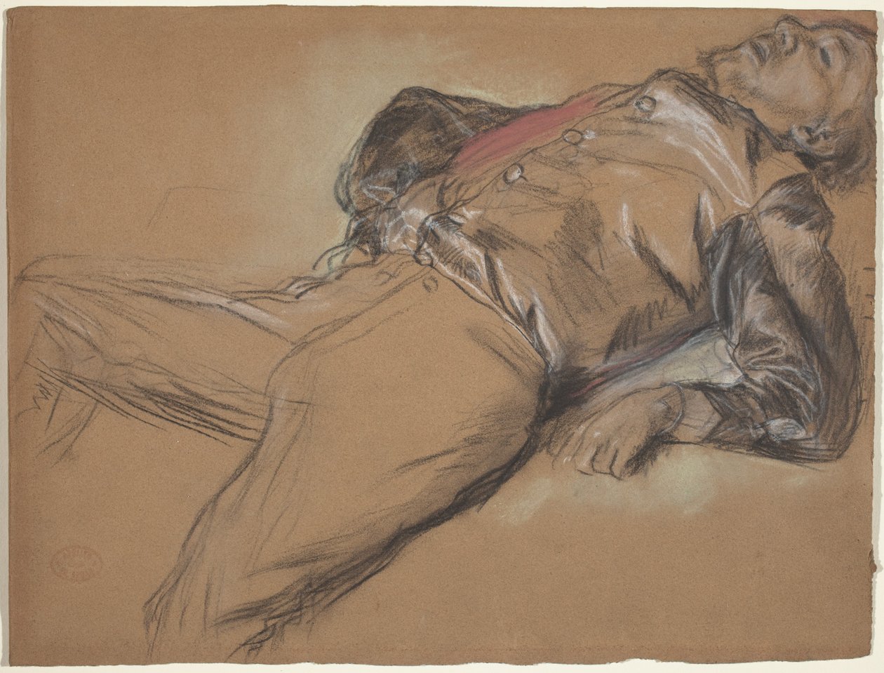 Gestürzter Jockey (Studie für "Szene vom Hindernisrennen: Der gestürzte Jockey") von Edgar Degas