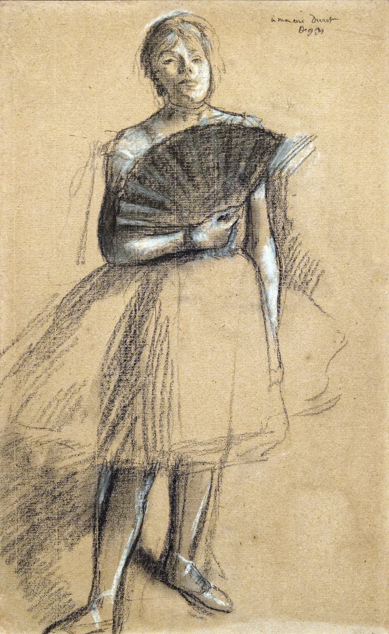 Fächertänzerin (circa 1876). Edgar Degas (1834-1917). Pastell und Kohle auf Papierstab. Musée des Beaux-Arts de la Ville de Paris, Petit Palais. von Edgar Degas